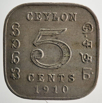 1910 Ceylon 5 Cents Sri Lanka Coin | Very High Grade