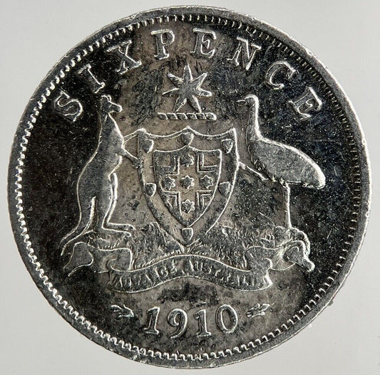 1910 Australia Sixpence Silver Coin | Fine Collectable Grade