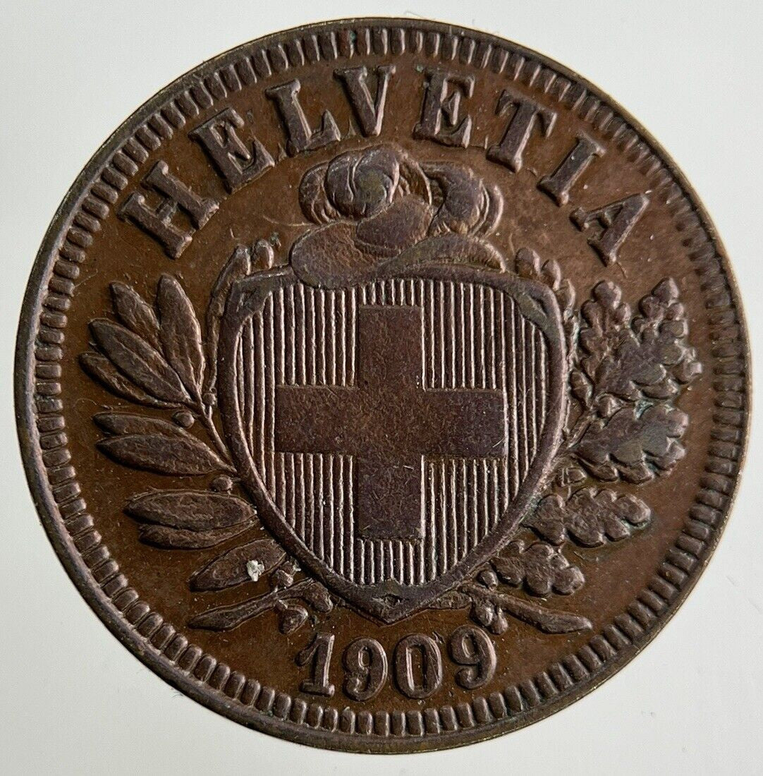1909 Switzerland Swiss 2 Rappen Coin | Very High Grade