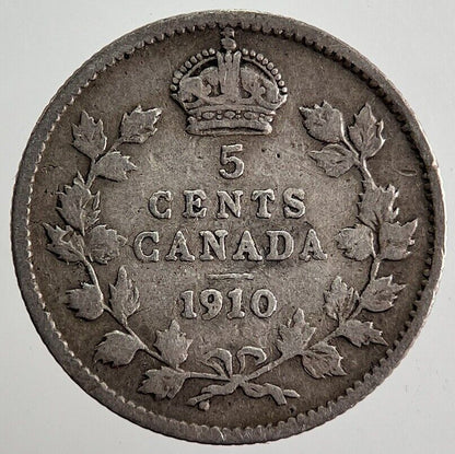 1910 Canada 5 Cents Silver Coin | Fine Collectable Grade