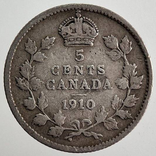 1910 Canada 5 Cents Silver Coin | Fine Collectable Grade
