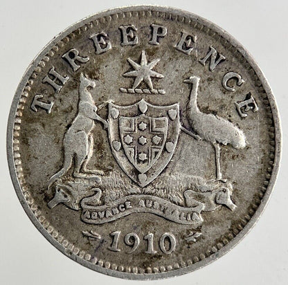 1910 Australia Silver Threepence Coin | Fine Collectable Grade