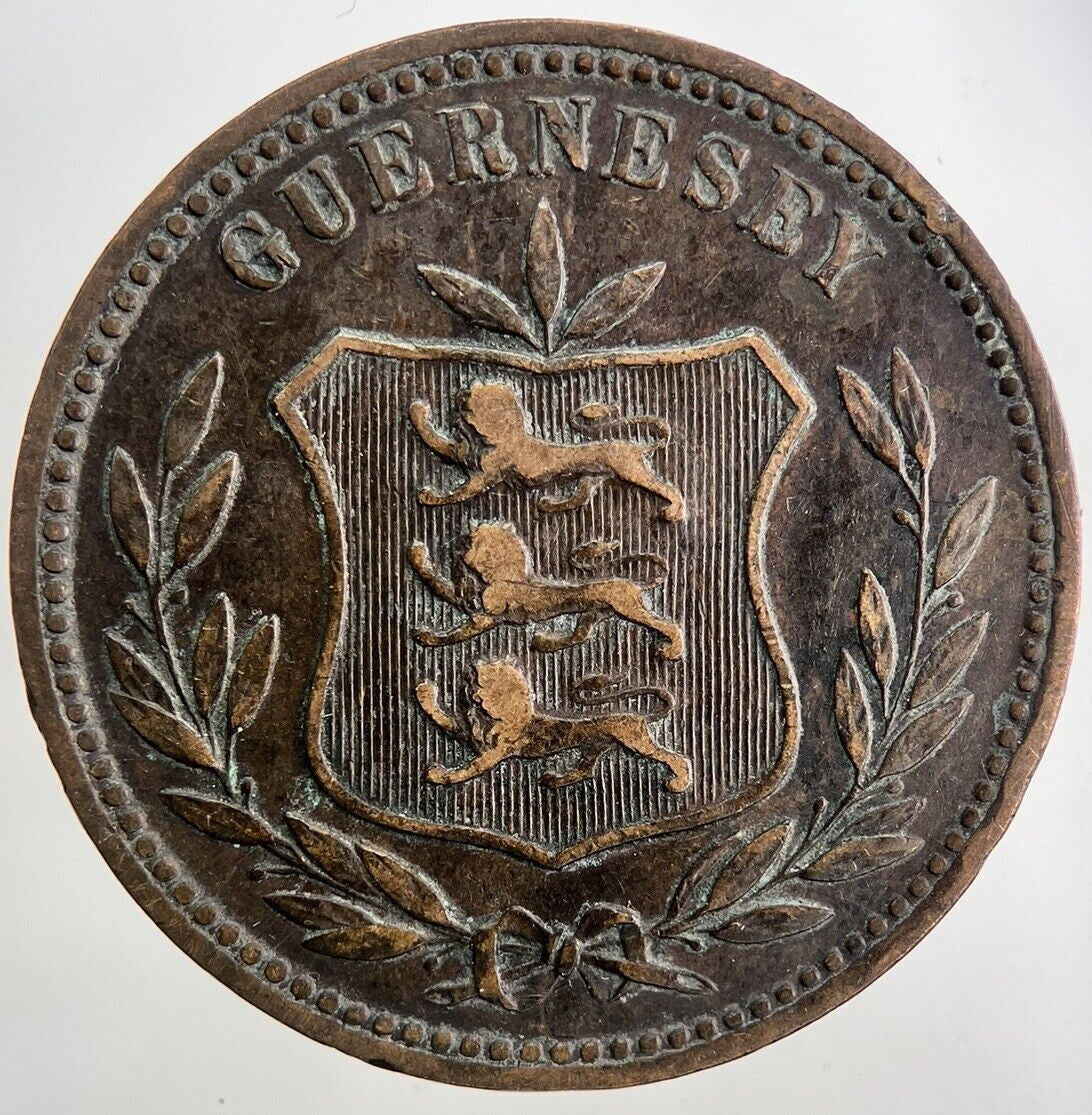 1910 Guernsey 8 Doubles Coin | Fine Collectable Grade