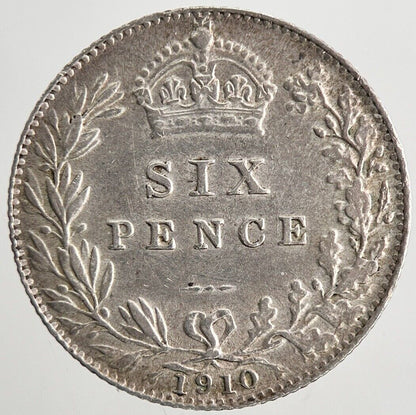 1910 Edward VII Sixpence Silver Coin | Very High Grade | a9550