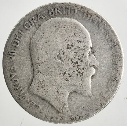 1910 Edward VII Sixpence Silver Coin | Worn Grade
