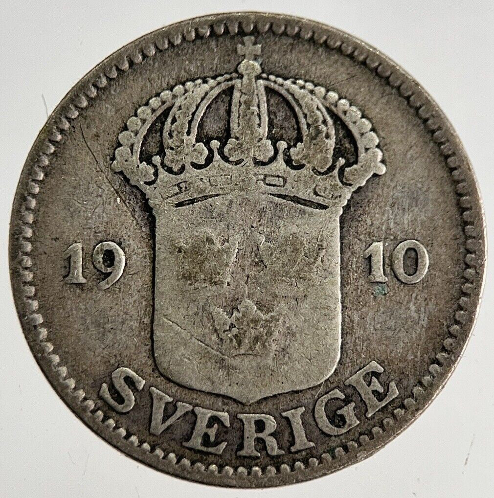 1910 Sweden 25 Ore Silver Coin | Collectable Grade | a8769