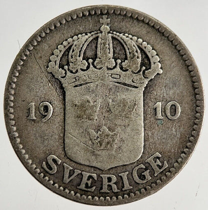 1910 Sweden 25 Ore Silver Coin | Collectable Grade | a8769