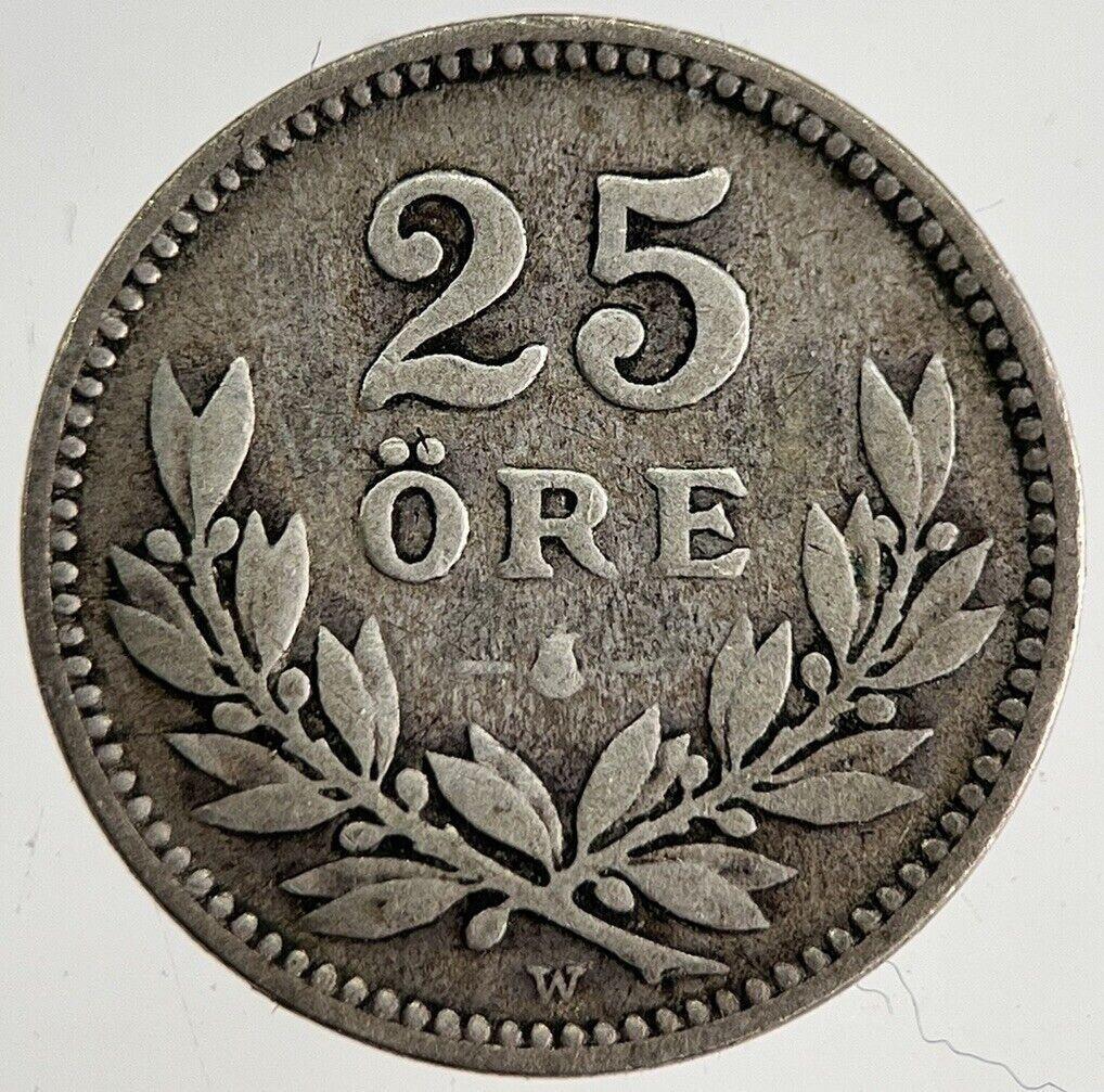 1910 Sweden 25 Ore Silver Coin | Collectable Grade | a8769