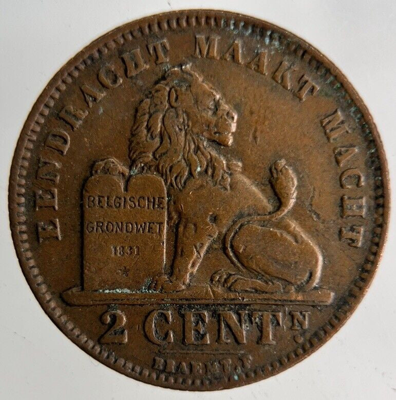 1911 Belgium 2 Cents Coin | Fine Collectable Grade