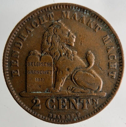 1911 Belgium 2 Cents Coin | Fine Collectable Grade