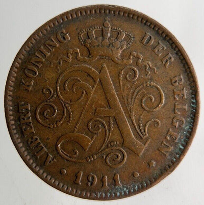 1911 Belgium 2 Cents Coin | Fine Collectable Grade