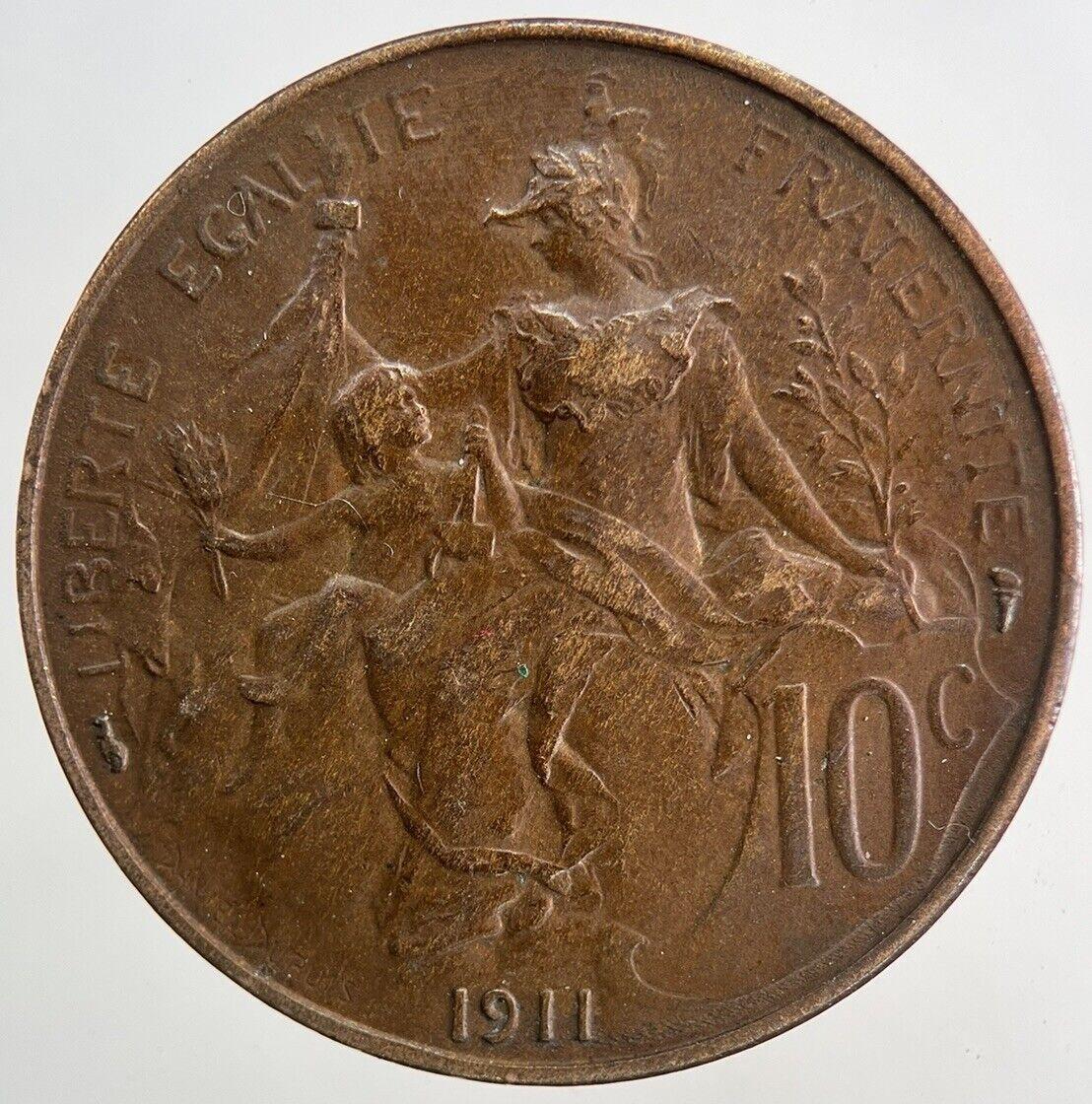 1911 France 10 Cents Centimes Coin | Fine Collectable Grade