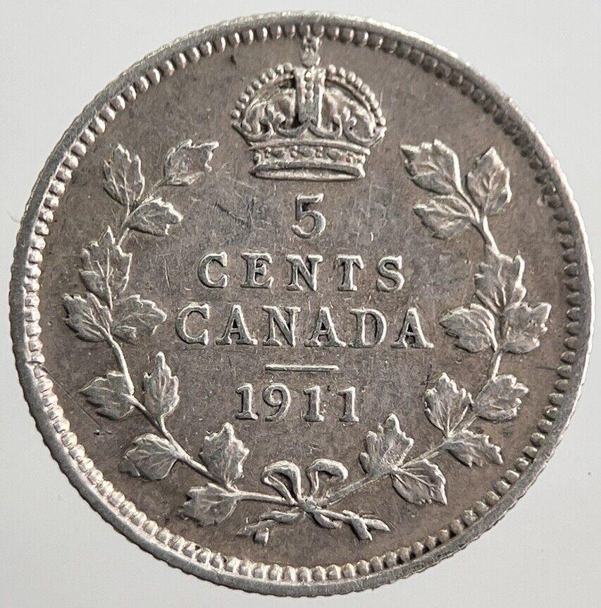 1911 Canada 5 Cents Silver Coin | Very High Grade | a7811