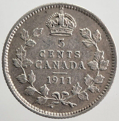 1911 Canada 5 Cents Silver Coin | Very High Grade | a7811