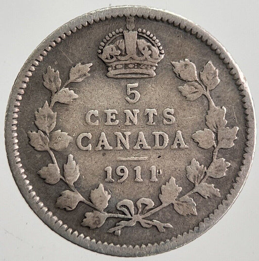 1911 Canada 5 Cents Silver Coin | Collectable Grade | a7817