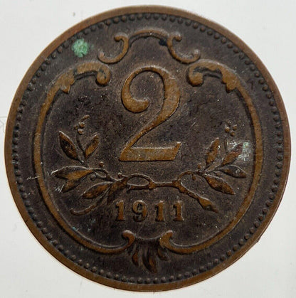 1911 Austria 2 Heller Coin | Very High Grade | a7303