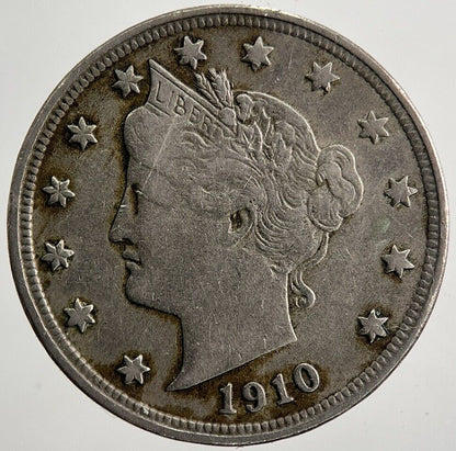 1910 US USA Liberty V 5 Cents Nickel Coin | Fine Collectable Grade | a5006