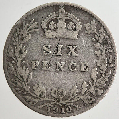 1910 Edward VII Sixpence Silver Coin | Collectable Grade | a8286