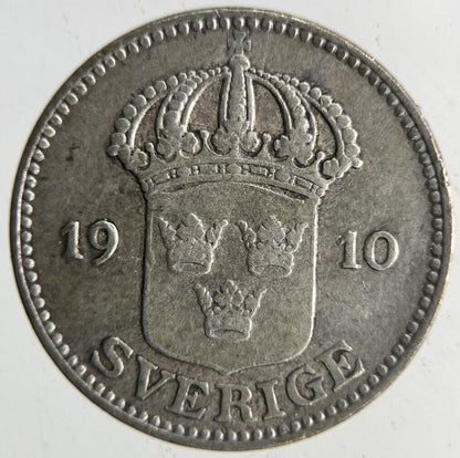 1910 Sweden 25 Ore Silver Coin | Collectable Grade