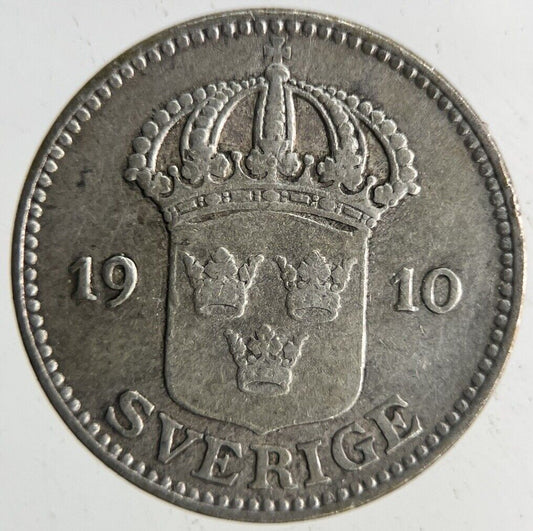 1910 Sweden 25 Ore Silver Coin | Collectable Grade