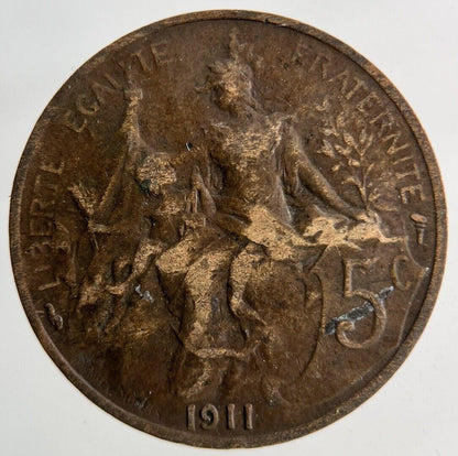 1911 France 5 Centimes Coin | Collectable Grade