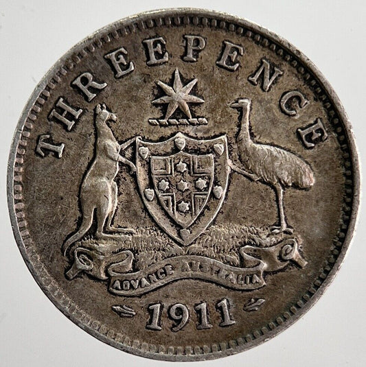 1911 Australia Threepence Silver Coin | Very High Grade | a8401