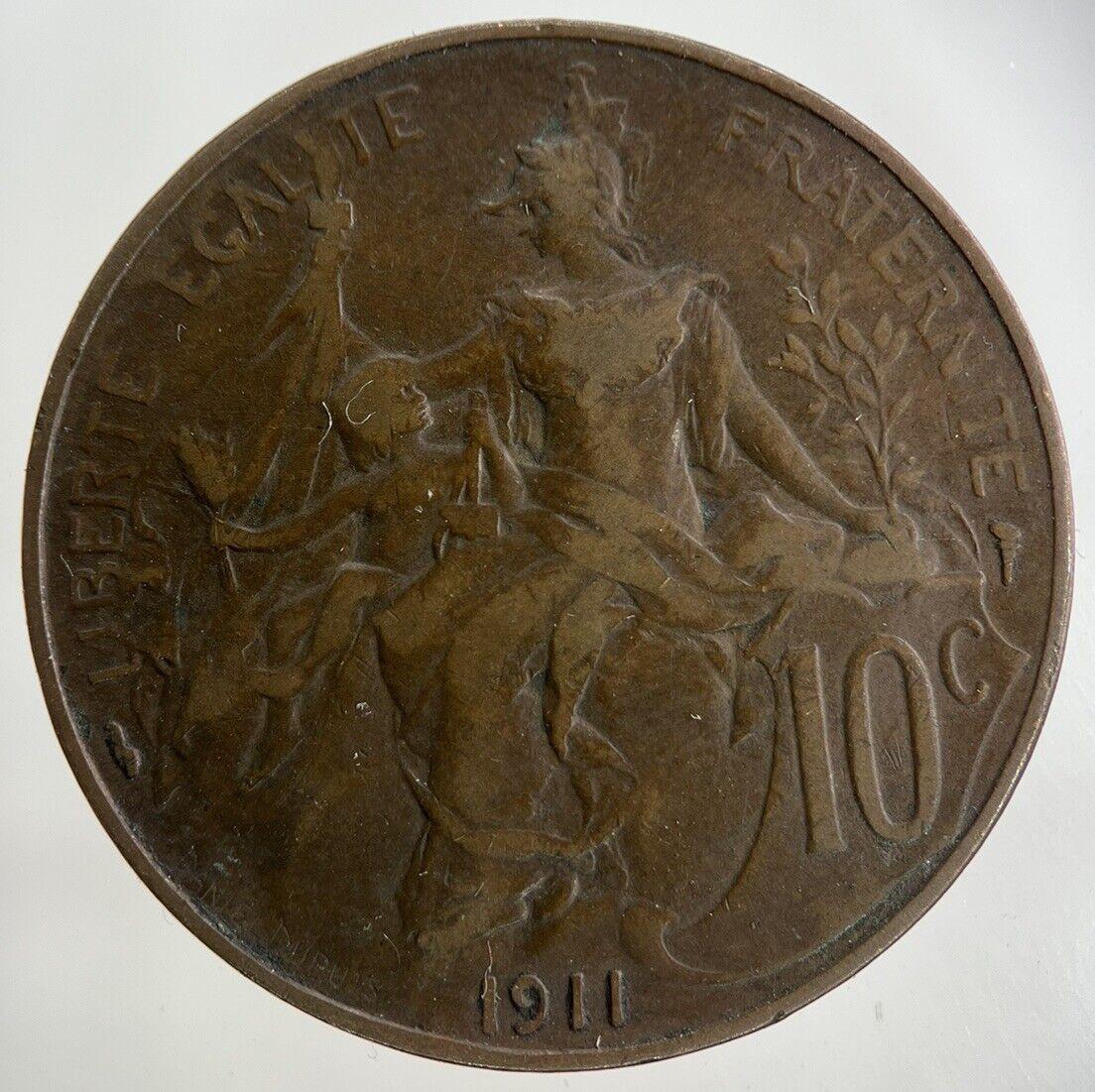 1911 France 10 Centimes Coin | Fine Collectable Grade