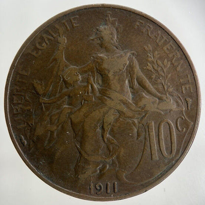 1911 France 10 Centimes Coin | Fine Collectable Grade