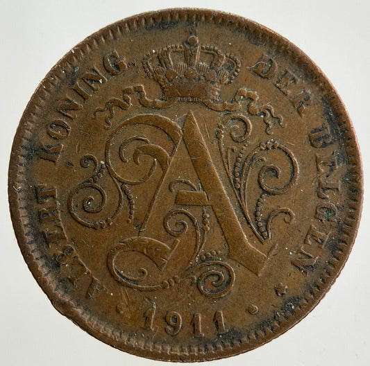 1911 Belgium 2 Centimes Coin | Fine Collectable Grade