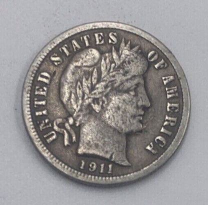 1911 US USA Barber One 1 Dime | American Silver Coin | Collectable Grade | a484