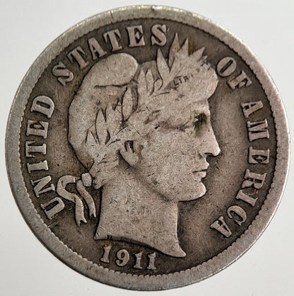 1911 US USA Barber Dime Silver Coin | Fine Collectable Grade | a8282