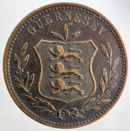 1911 Guernsey 8 Doubles Coin | Fine Collectable Grade