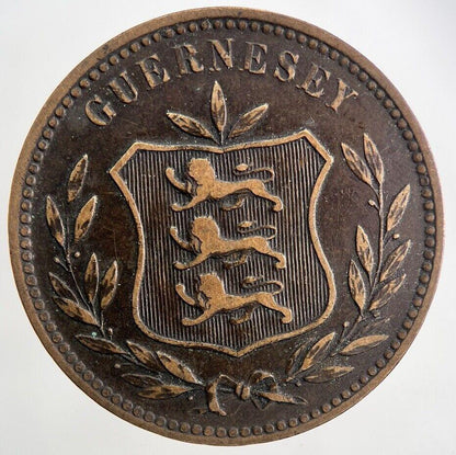 1911 Guernsey 8 Doubles Coin | Fine Collectable Grade