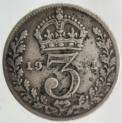 1911 George V Threepence Silver Coin | Fine Collectable Grade
