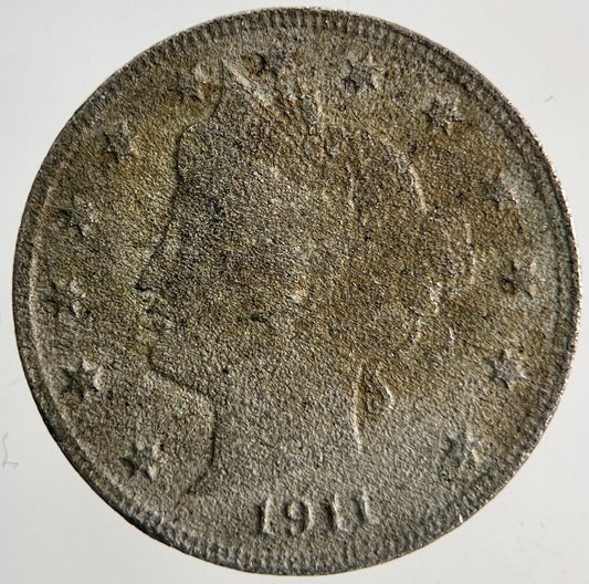 1911 US USA Nickel V 5 Cents Coin | Fair Grade