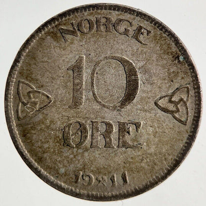1911 Norway 10 Ore Silver Coin | Collectable Grade