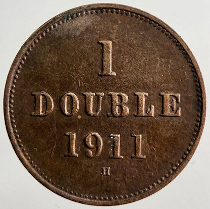 1911 Guernsey 1 One Double Coin | Very High Grade | a760