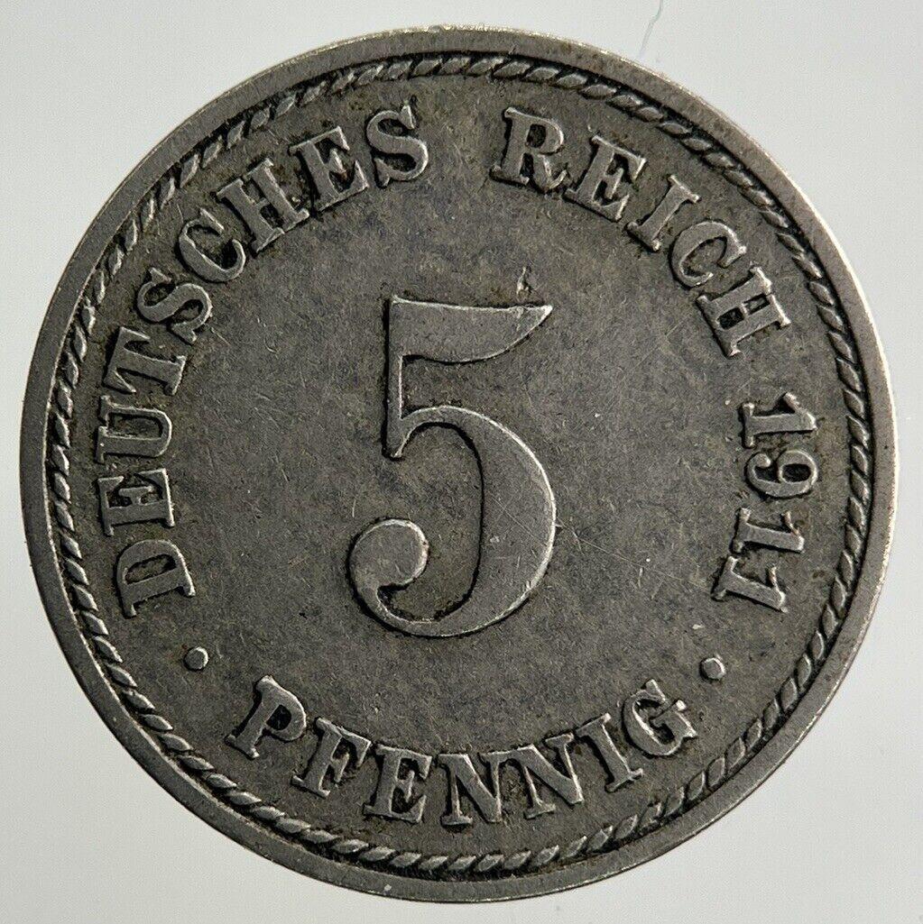 1911 Germany 5 Pfennig Coin | Fine Collectable Grade