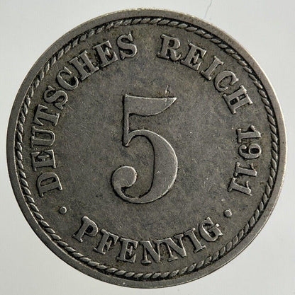 1911 Germany 5 Pfennig Coin | Fine Collectable Grade