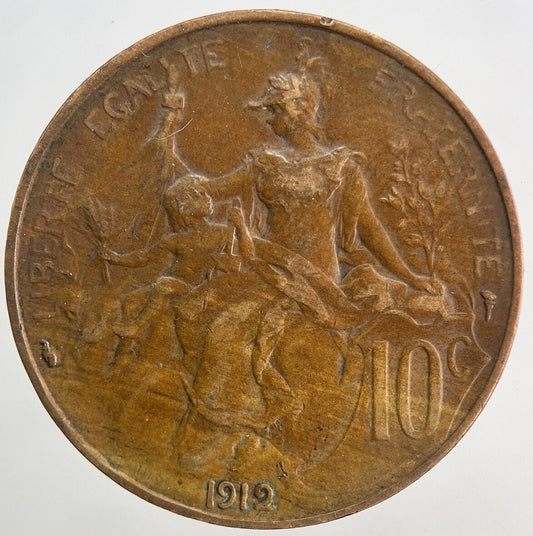 1912 France 10 Cents Centimes Coin | Fine Collectable Grade