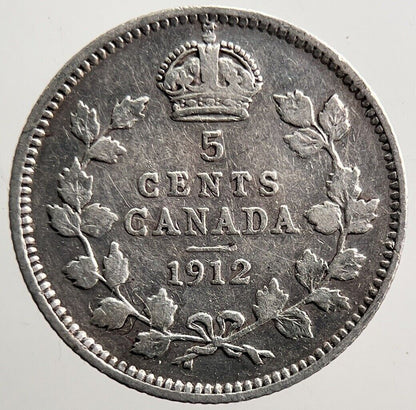 1912 Canada 5 Cents Silver Coin | Collectable Grade | a3566