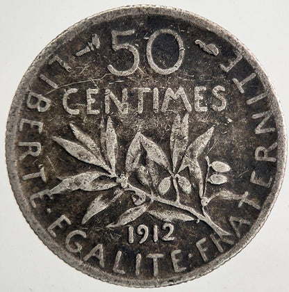 1912 France 50 Centimes Silver Coin | Fine Collectable Grade