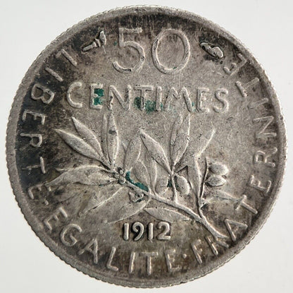 1912 France 50 Centimes Silver Coin | Fine Collectable Grade