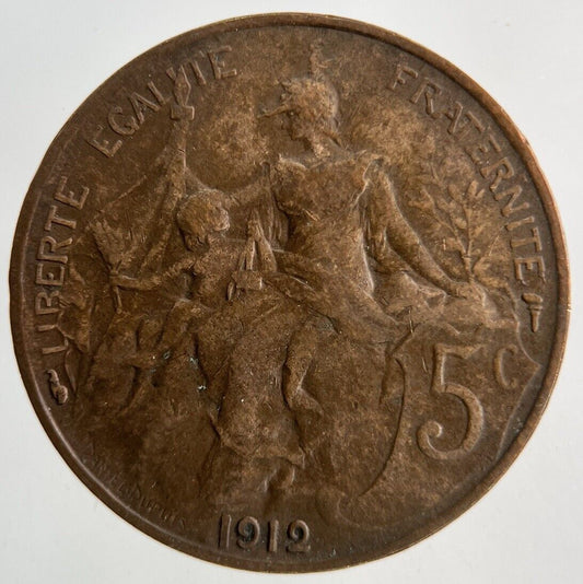 1912 France 5 Centimes Coin | Fine Collectable Grade