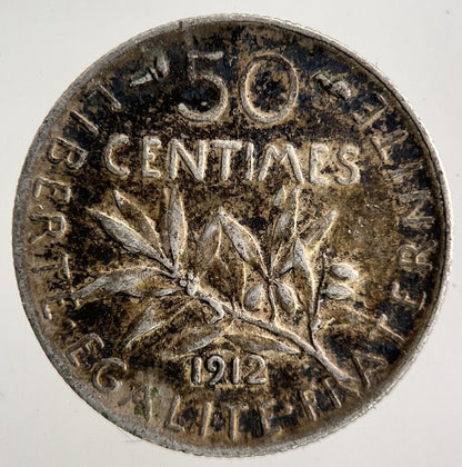 1912 France 50 Centimes Silver Coin | Fine Collectable Grade