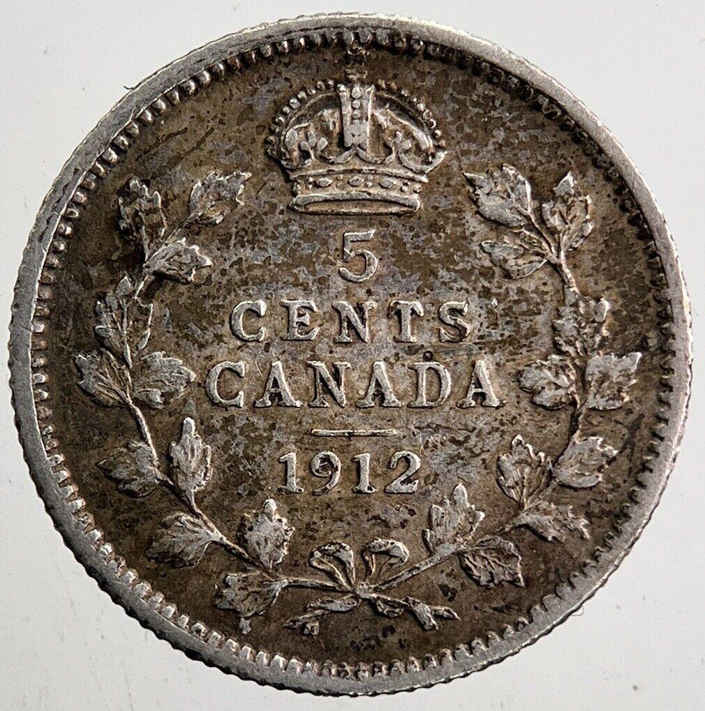 1912 Canada 5 Cents Silver Coin | Fine Collectable Grade | a5446
