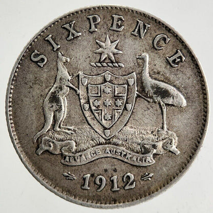 1912 Australia Silver Sixpence Coin | Fine Collectable Grade