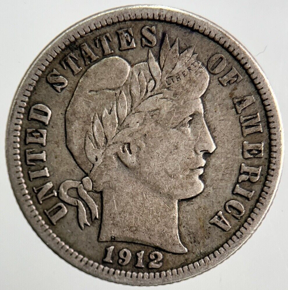 1912 US USA Barber One 1 Dime Silver Coin | Fine Collectable Grade | a1079