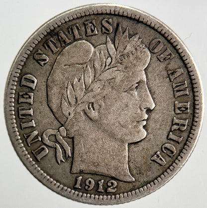 1912 US USA Barber One 1 Dime Silver Coin | Fine Collectable Grade | a1079