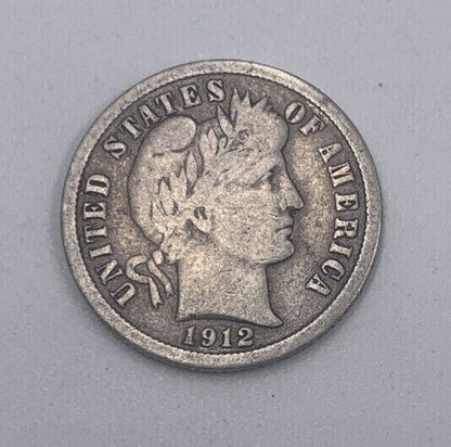 1912 US USA Barber One 1 Dime | American Silver Coin | Collectable Grade | a213